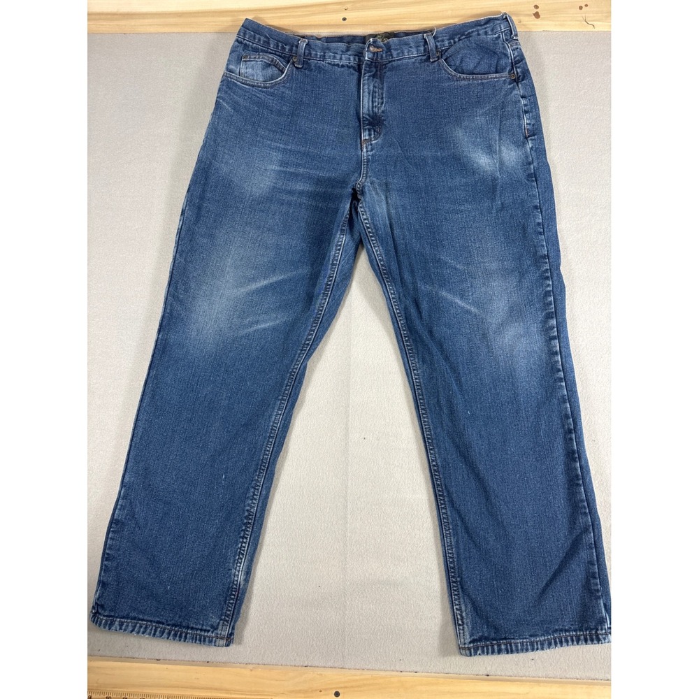 RedHead Mens Flannel Lined Jeans 42x32 Blue Denim Straight Leg Plaid Lining